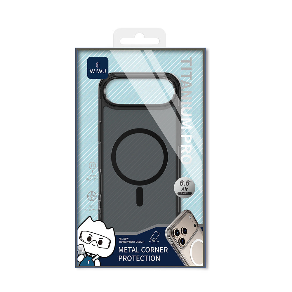 Apple iPhone 17 Air Kılıf M-safe Şarj Özellikli Wiwu MCC-702 Titanyum Pro Serisi Sert PC Kapak Şeffaf