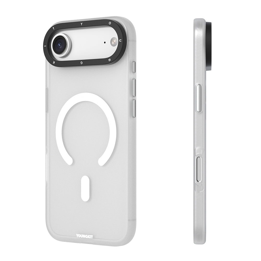 Apple iPhone 17 Air Kılıf M-safe Şarj Özellikli Youngkit Hidden Sand Serisi Kapak Beyaz