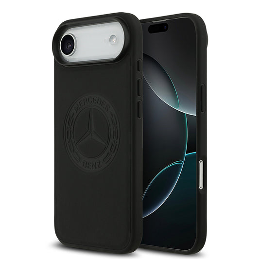 Apple iPhone 17 Air Kılıf Mercedes Benz Orjinal Lisanslı M-safe Şarj Özellikli Hakiki Deri Nostaljik Yıldız Dizayn Kapak Siyah