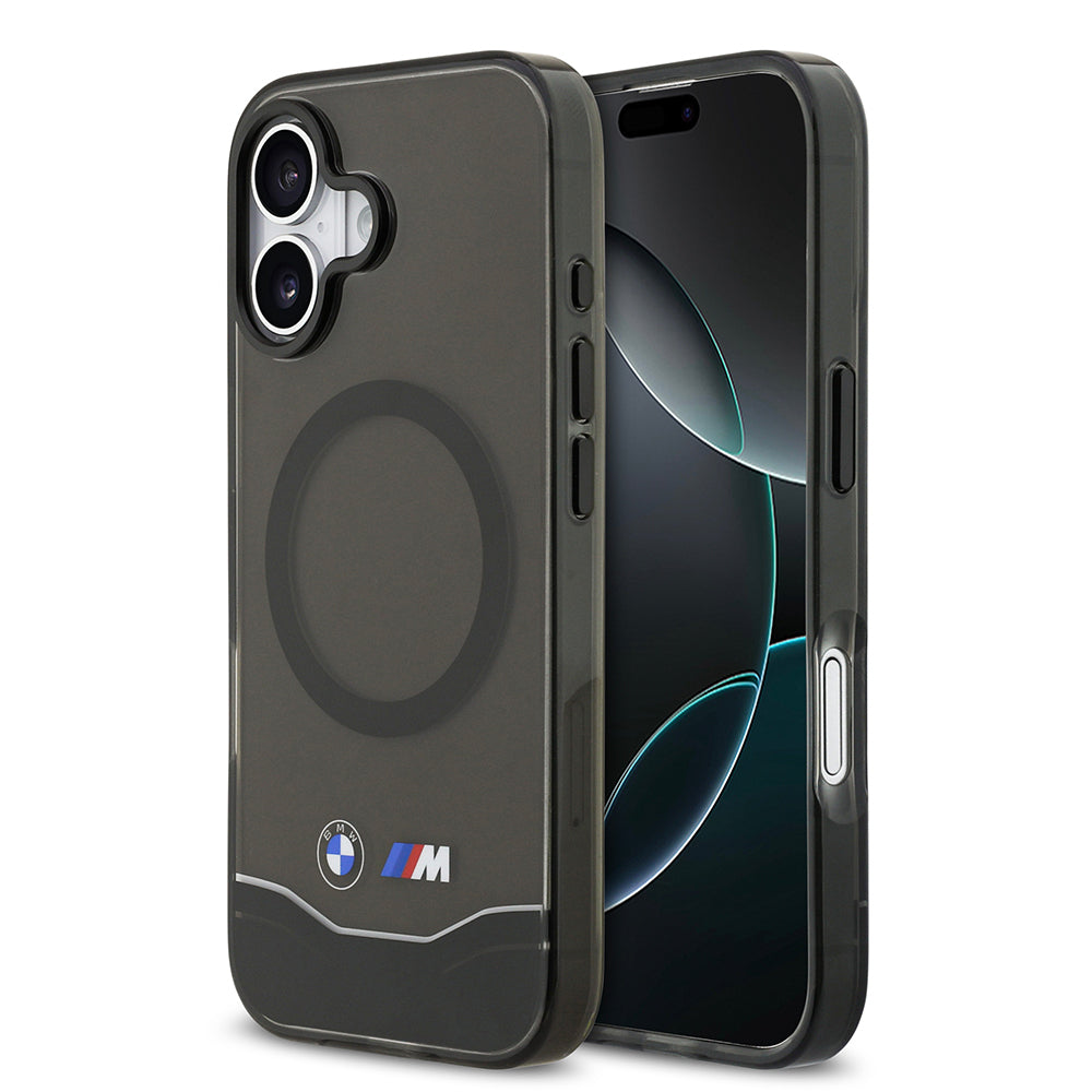 Apple iPhone 17 Kılıf BMW Orjinal Lisanslı M-safe Şarj Özellikli Metal Buton Tasarımlı Tranparan M Dizayn Kapak