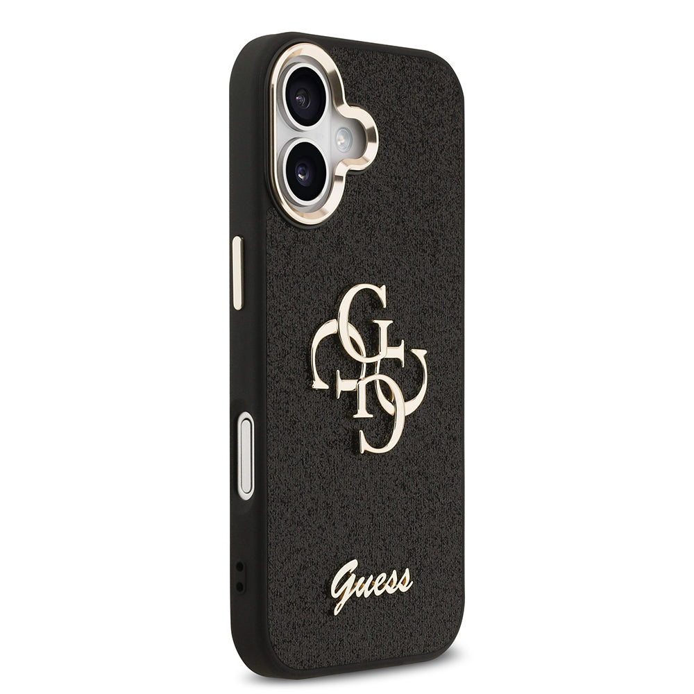Apple iPhone 17 Kılıf Guess Orjinal Lisanslı 4G Büyük Metal Kamera Çerçeveli ve Logolu Glitter Kapak Pembe