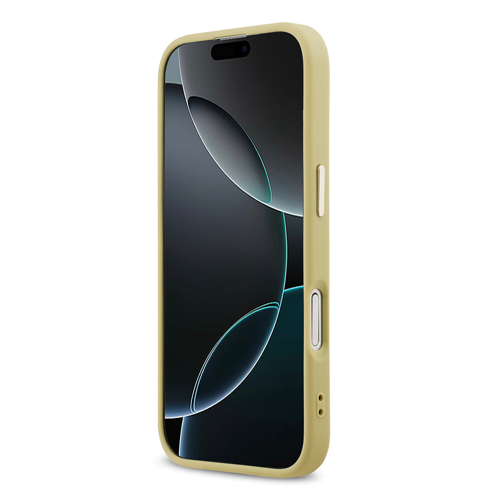 Apple iPhone 17 Kılıf Guess Orjinal Lisanslı 4G Büyük Metal Kamera Çerçeveli ve Logolu Glitter Kapak Pembe