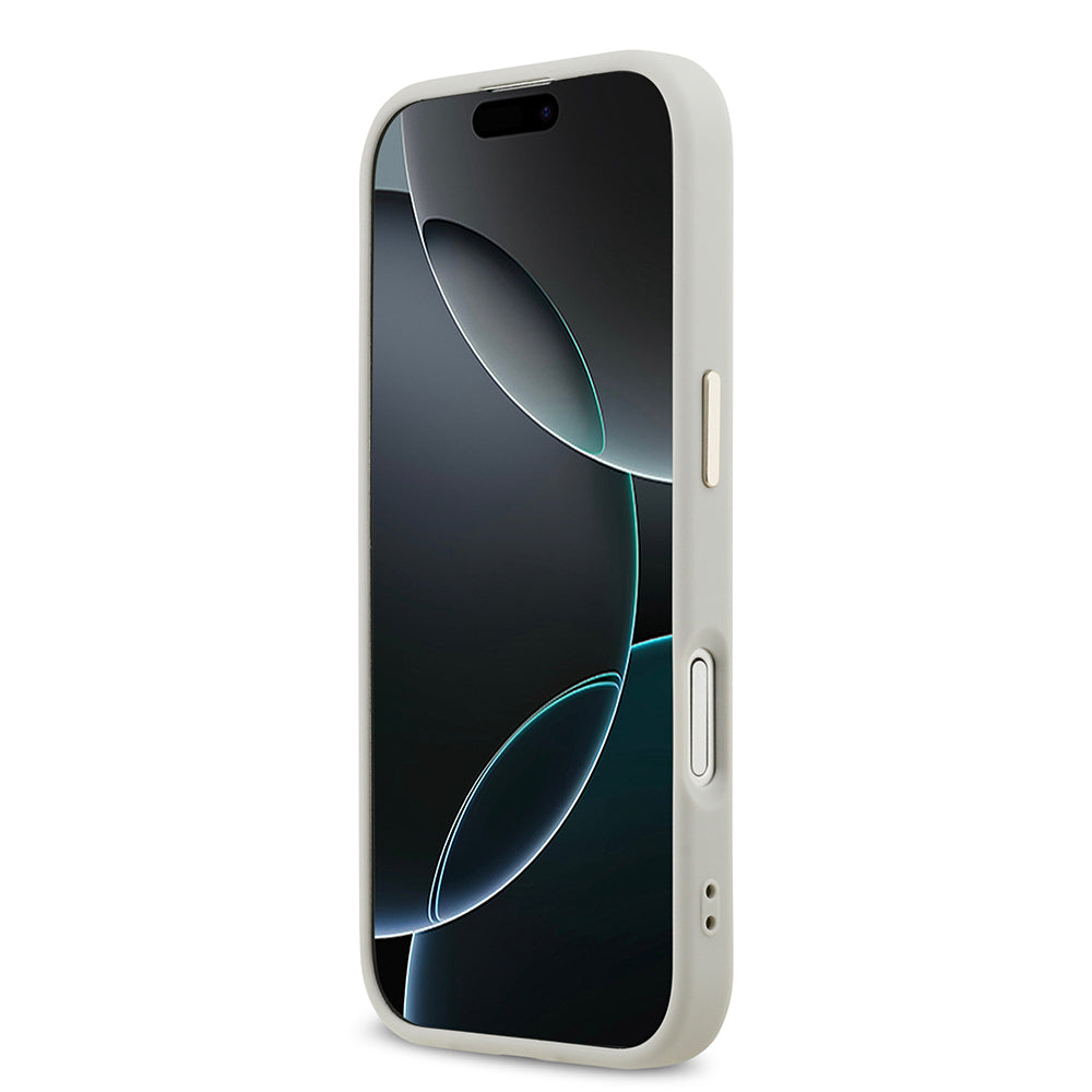 Apple iPhone 17 Kılıf Guess Orjinal Lisanslı 4G Büyük Metal Kamera Çerçeveli ve Logolu Glitter Kapak Pembe