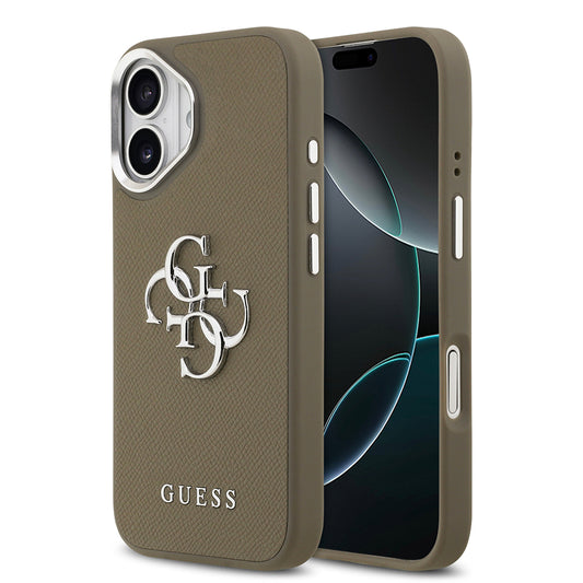 Apple iPhone 17 Kılıf Guess Orjinal Lisanslı Grained 4G Metal Büyük Logolu Kapak