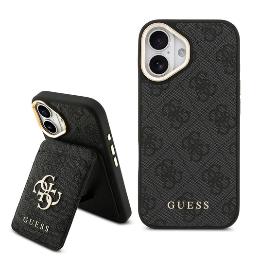 Apple iPhone 17 Kılıf Guess Orjinal Lisanslı M-safe Şarj Özellikli 4G Metal Büyük Logolu Kartlıklı Kapak