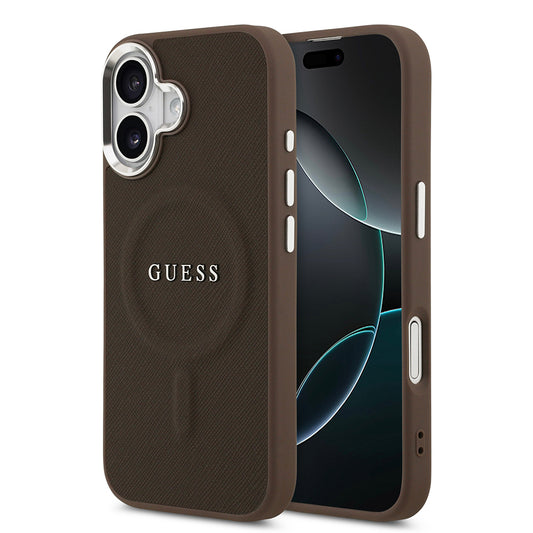 Apple iPhone 17 Kılıf Guess Orjinal Lisanslı M-safe Şarj Özellikli Klasik Yazı Logolu PU Deri Kapak