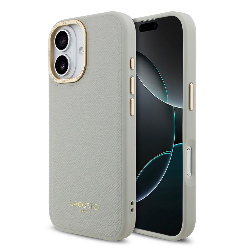 Apple iPhone 17 Kılıf Lacoste Orjinal Lisanslı M-safe Şarj Özellikli Champs Elysees PU Deri Tasarımlı Kapak