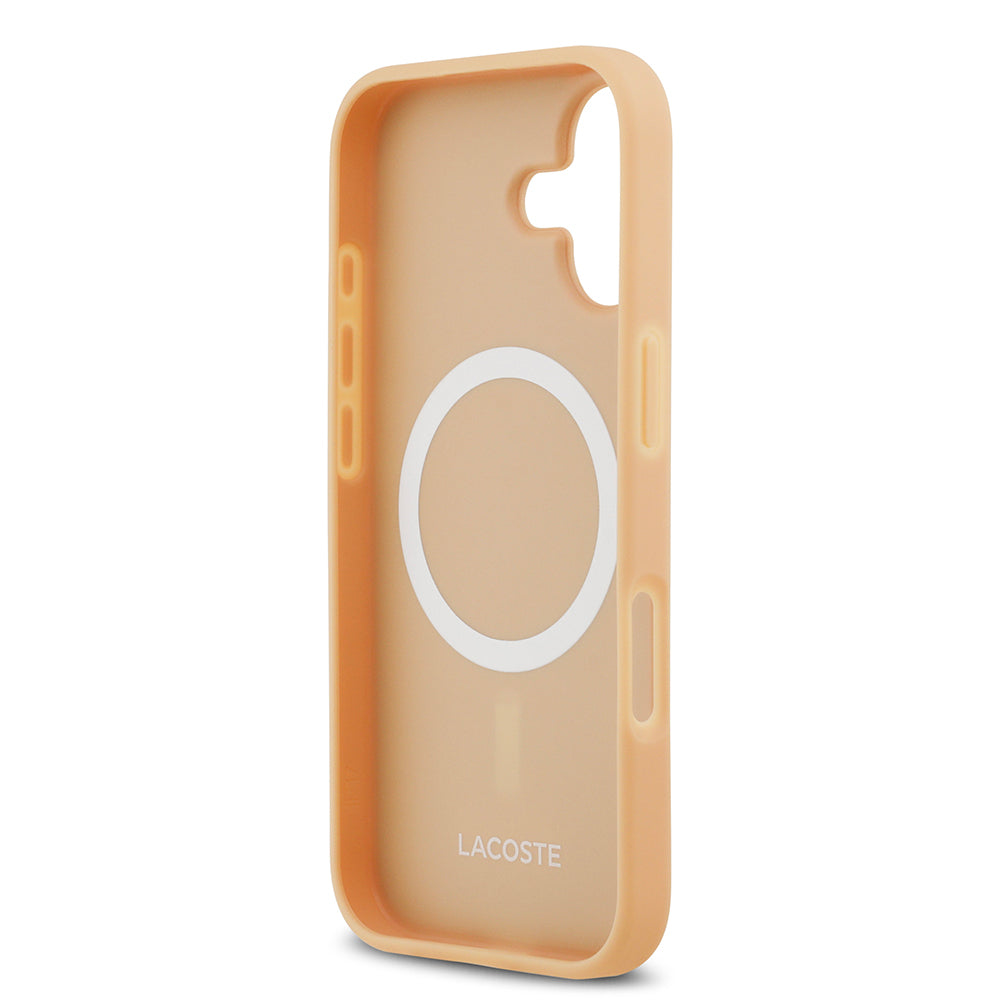 Apple iPhone 17 Kılıf Lacoste Orjinal Lisanslı M-safe Şarj Özellikli PU Deri Tasarımlı Karışık Monogram Desenli Kapak  Siyah