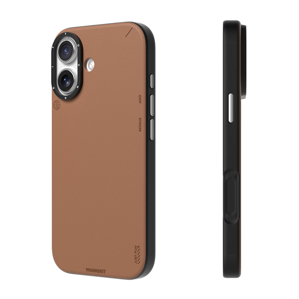 Apple iPhone 17 Kılıf M-safe Şarj Özellikli Basit Mat Deri Desenli Youngkit Tech Fashion Serisi Kapak Siyah