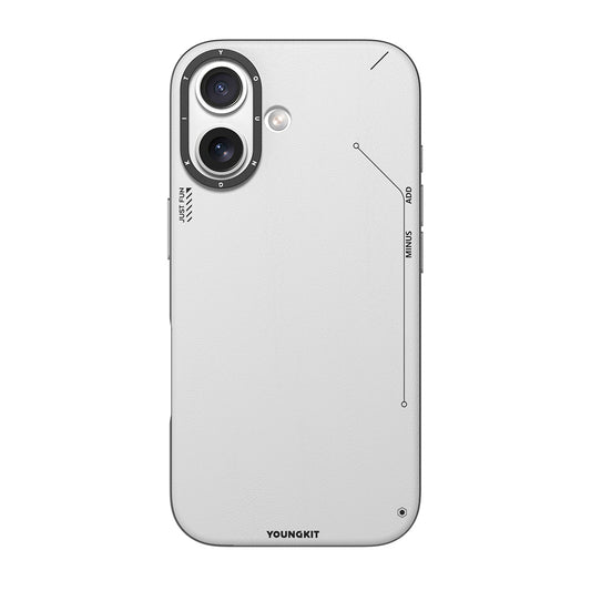 Apple iPhone 17 Kılıf M-safe Şarj Özellikli Basit Mat Deri Desenli Youngkit Tech Fashion Serisi Kapak Gri