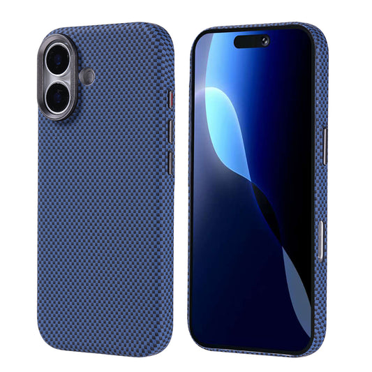 Apple iPhone 17 Kılıf M-safe Şarj Özellikli Karbon Fiber Görünümlü Zore Nekst Kapak Lacivert
