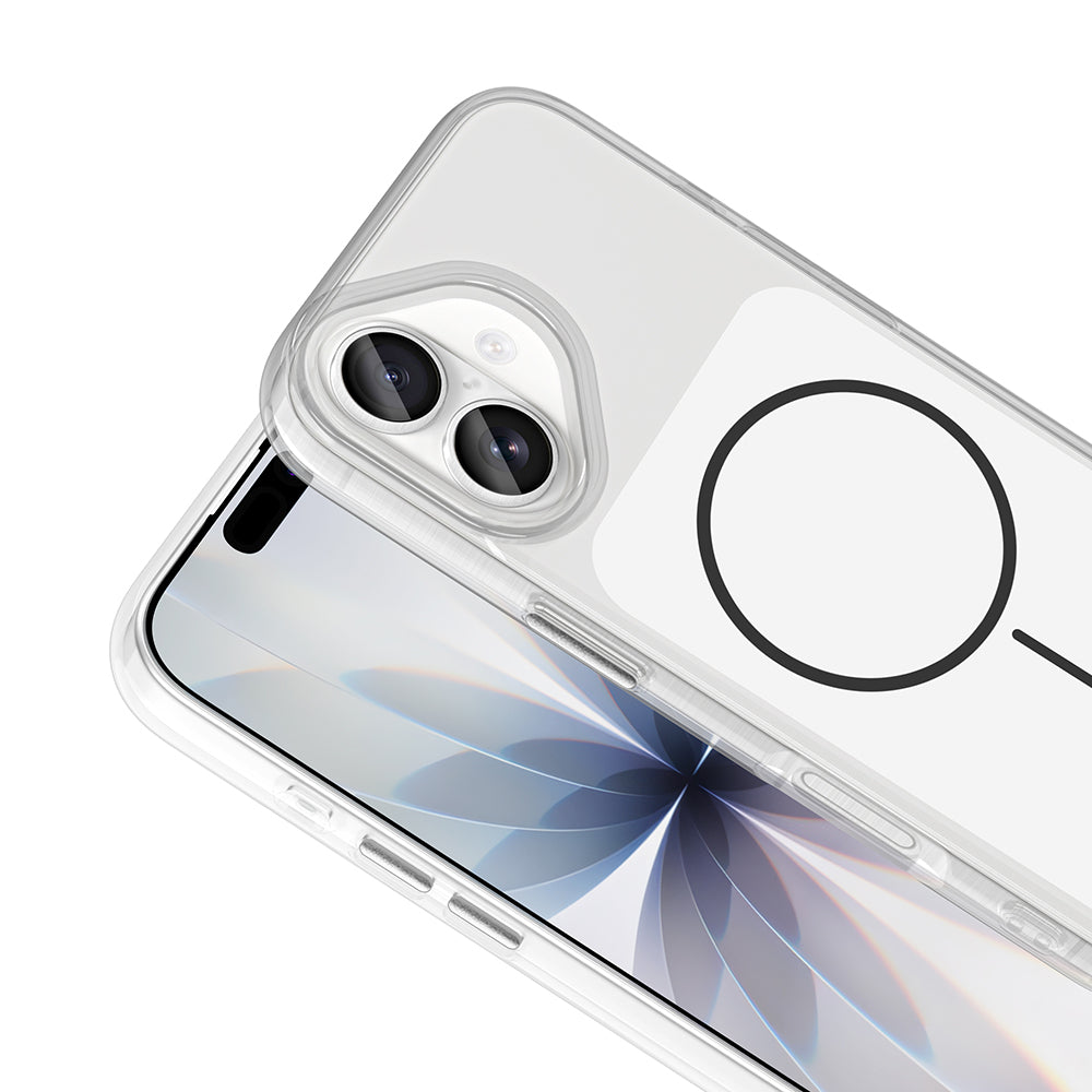 Apple iPhone 17 Kılıf M-Safe Şarj Özellikli Metal Buton Tasarımlı Zore İkonik Sert Silikon Kapak Mavi