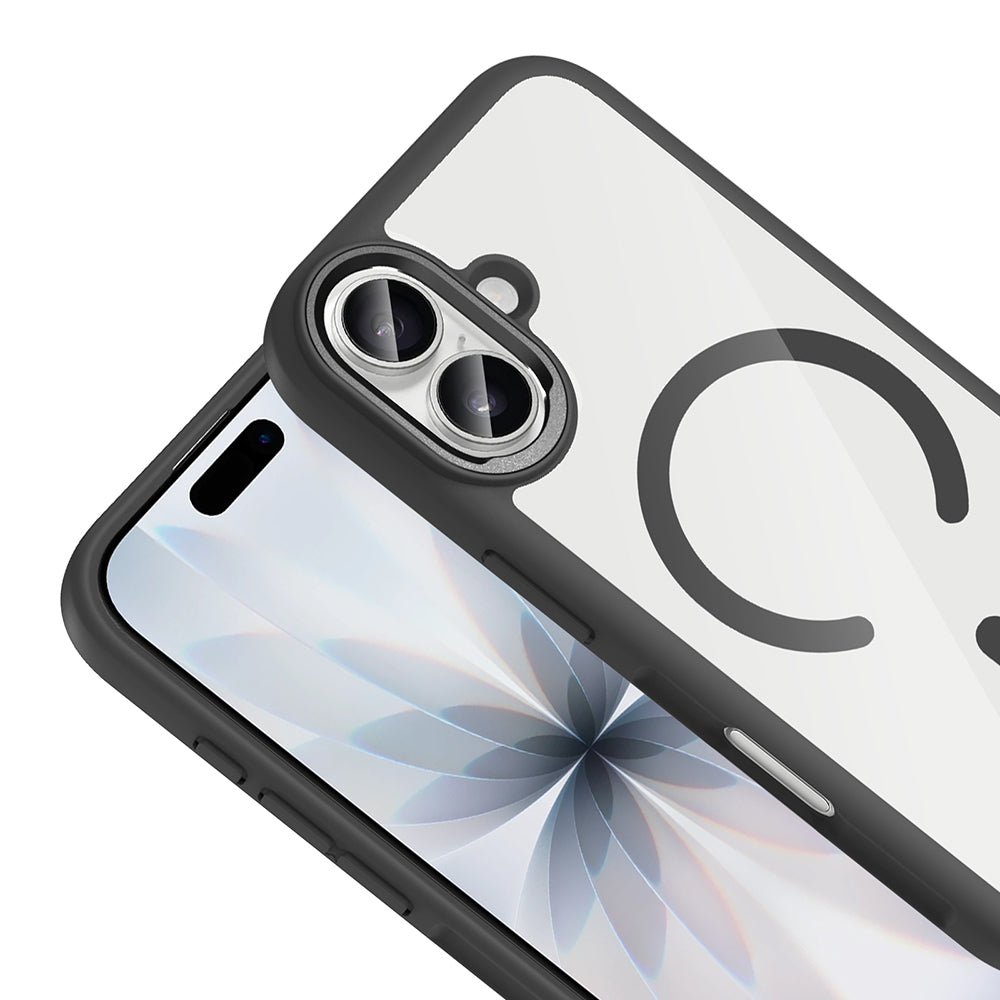 Apple iPhone 17 Kılıf M-Safe Şarj Özellikli Metal Kamera Çerçeveli Zore Tiko Kapak Siyah