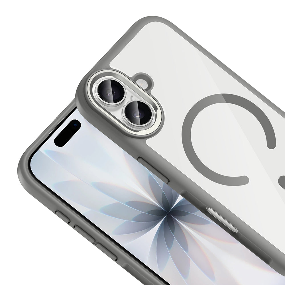 Apple iPhone 17 Kılıf M-Safe Şarj Özellikli Metal Kamera Çerçeveli Zore Tiko Kapak Mavi