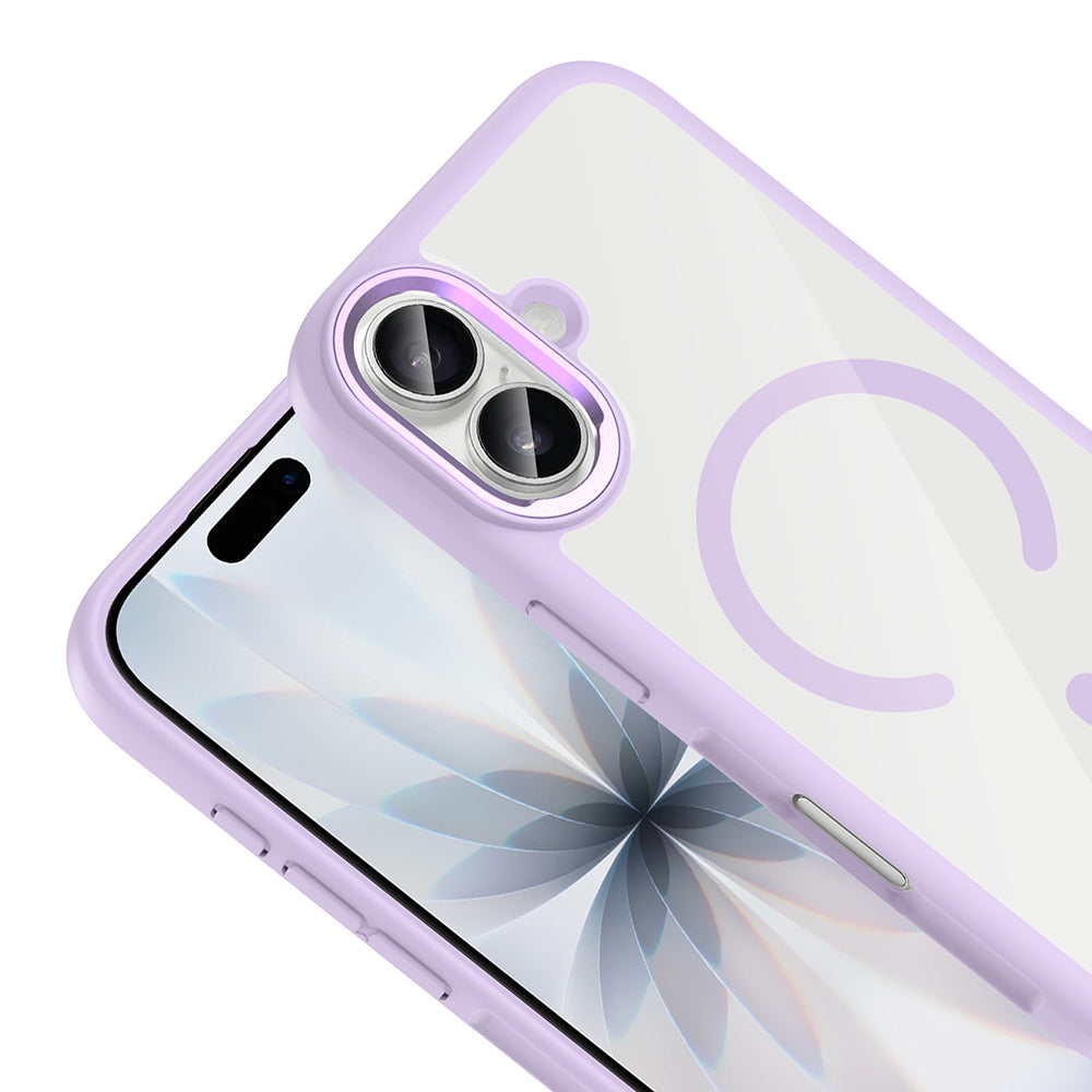 Apple iPhone 17 Kılıf M-Safe Şarj Özellikli Metal Kamera Çerçeveli Zore Tiko Kapak Lila