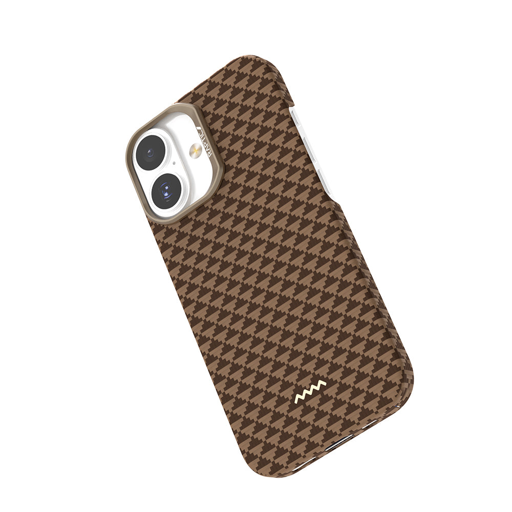 Apple iPhone 17 Kılıf M-safe Şarj Özellikli Raptic Aramid Skin Origin Serisi Kapak Kahverengi