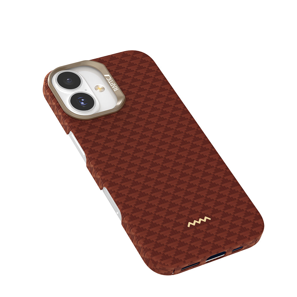 Apple iPhone 17 Kılıf M-safe Şarj Özellikli Raptic Aramid Skin Origin Serisi Kapak Kahverengi