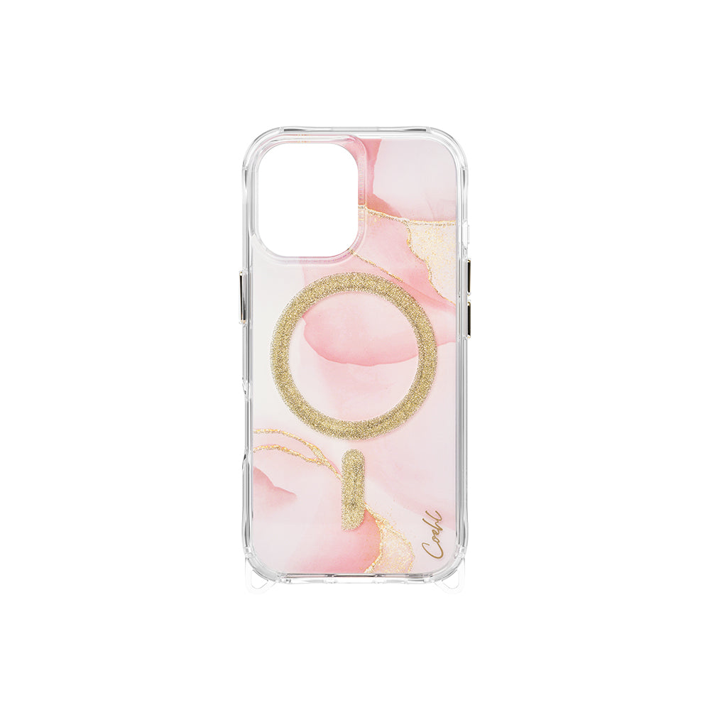 Apple iPhone 17 Kılıf M-safe Şarj Özellikli Simli Magnetik Coehl Aeris Kapak Pembe