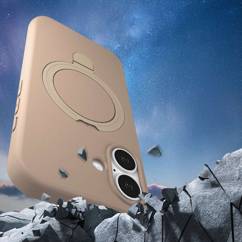 Apple iPhone 17 Kılıf M-safe Şarj Özellikli Standlı Zore Samara Kapak Desert Gold