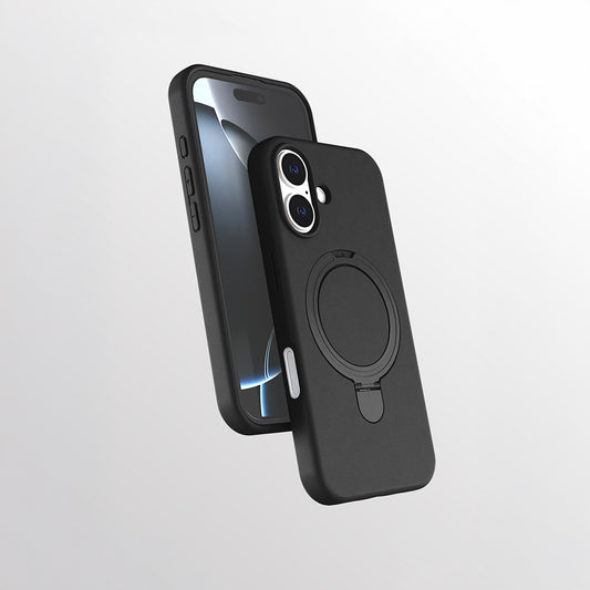 Apple iPhone 17 Kılıf M-safe Şarj Özellikli Standlı Zore Samara Kapak Siyah