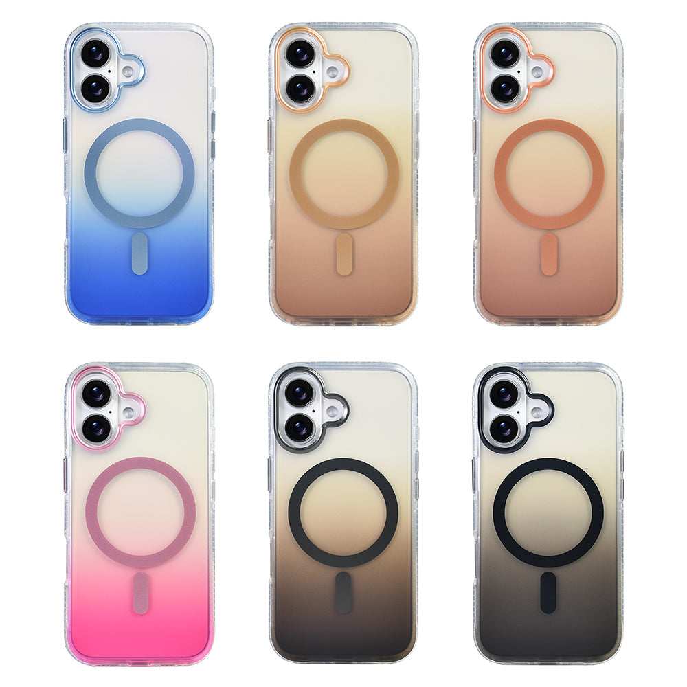 Apple iPhone 17 Kılıf M-safe Şarj Özellikli Transparan Renk Geçişli Zore Toros Kapak Rose Gold