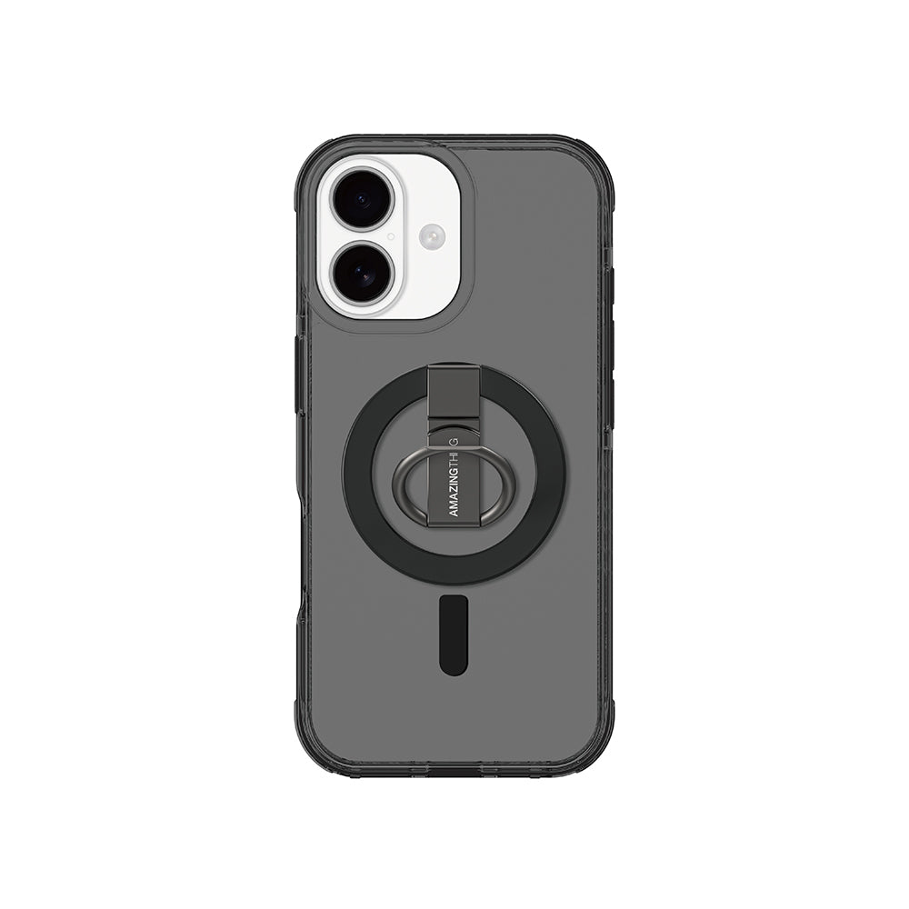 Apple iPhone 17 Kılıf M-safe Şarj Özellikli Yüzük Standlı Amazingthing Titan Pro Serisi Kapak Siyah