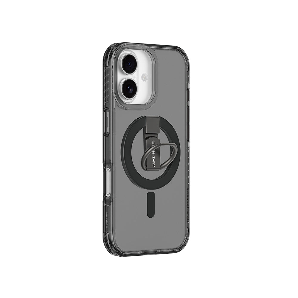 Apple iPhone 17 Kılıf M-safe Şarj Özellikli Yüzük Standlı Amazingthing Titan Pro Serisi Kapak Siyah