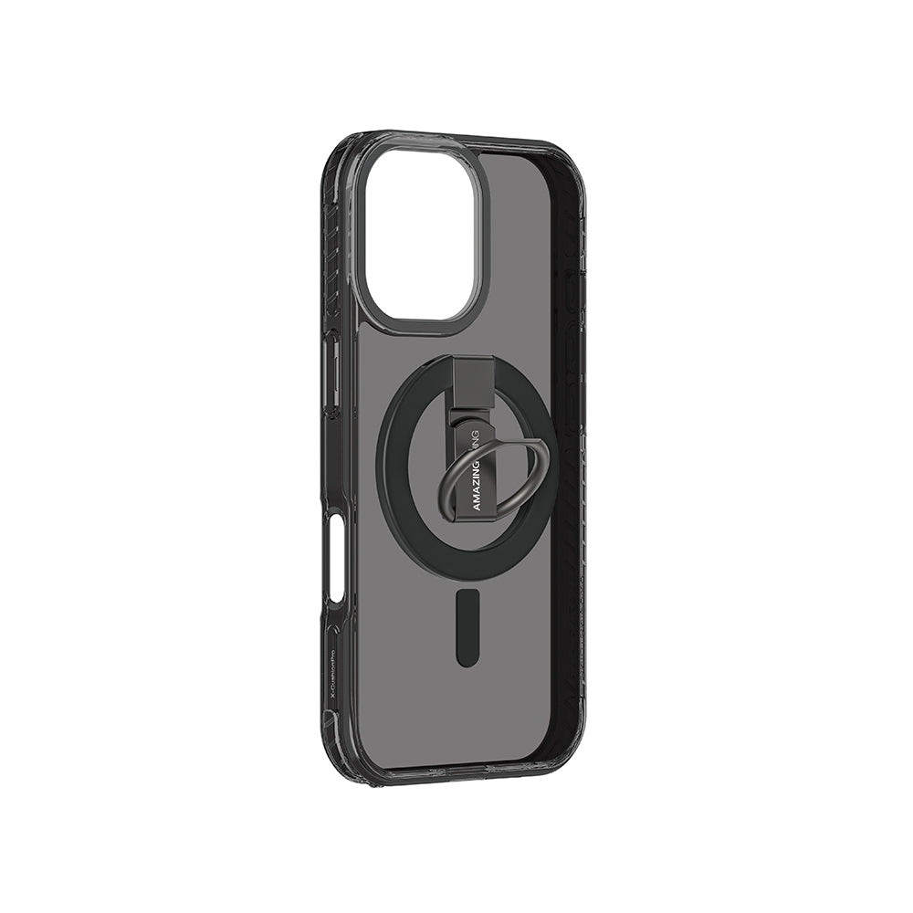Apple iPhone 17 Kılıf M-safe Şarj Özellikli Yüzük Standlı Amazingthing Titan Pro Serisi Kapak Siyah