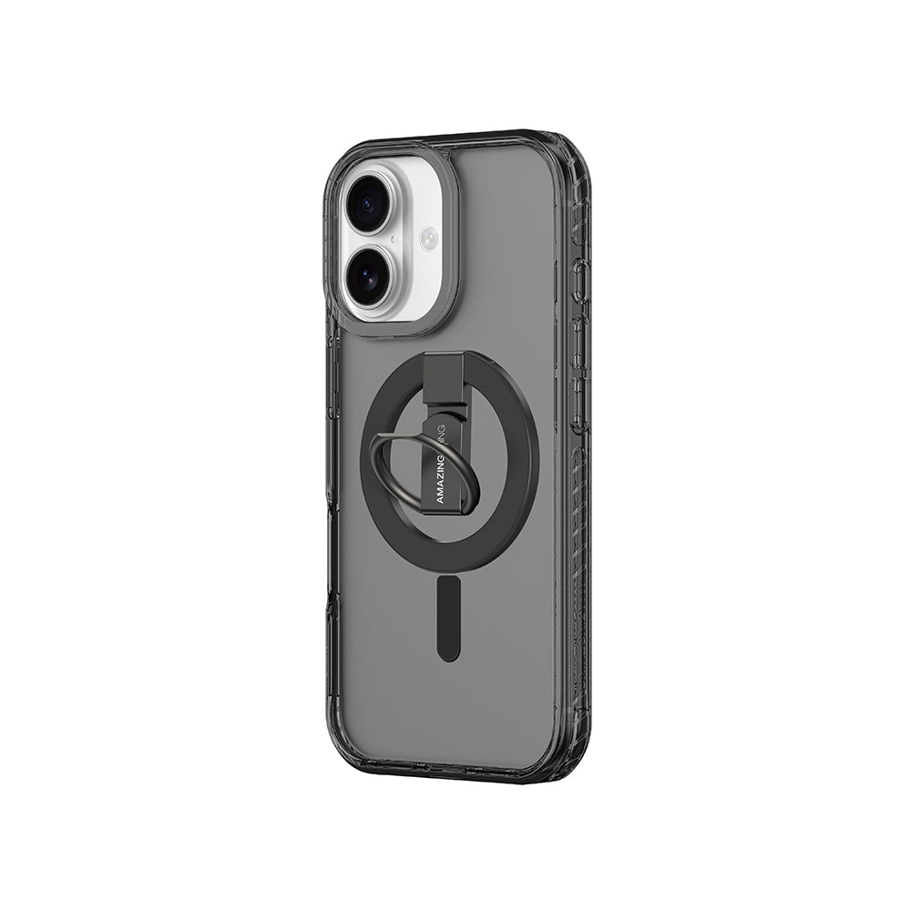 Apple iPhone 17 Kılıf M-safe Şarj Özellikli Yüzük Standlı Amazingthing Titan Pro Serisi Kapak Siyah