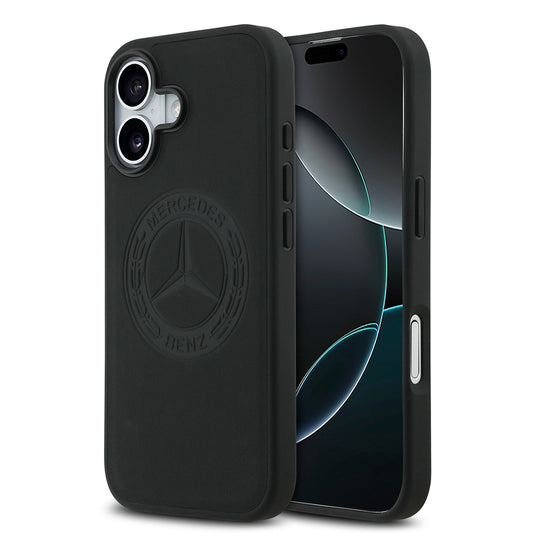 Apple iPhone 17 Kılıf Mercedes Benz Orjinal Lisanslı M-safe Şarj Özellikli Hakiki Deri Nostaljik Yıldız Dizayn Kapak Siyah