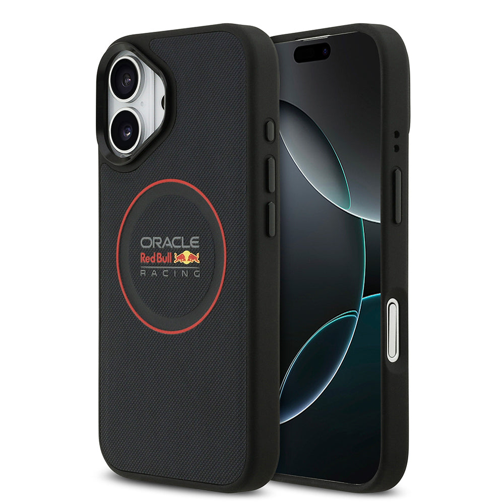 Apple iPhone 17 Kılıf Redbull Orjinal Lisanslı M-safe Şarj Özellikli Kırmızı Halka ve Logo Kabartmalı PU Deri Kapak Lacivert