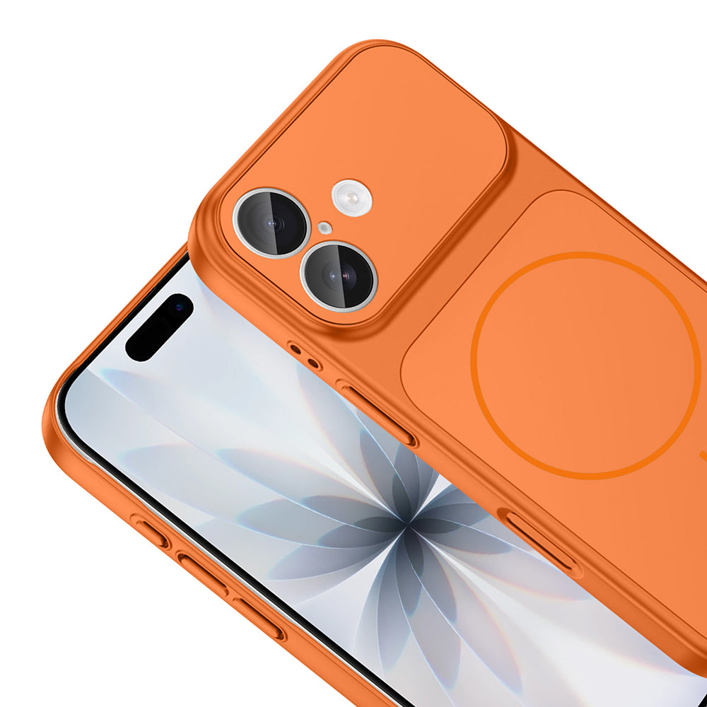 Apple iPhone 17 Kılıf Zore M-Safe Şarj Özellikli Kamera Korumalı Formen Kapak Turuncu