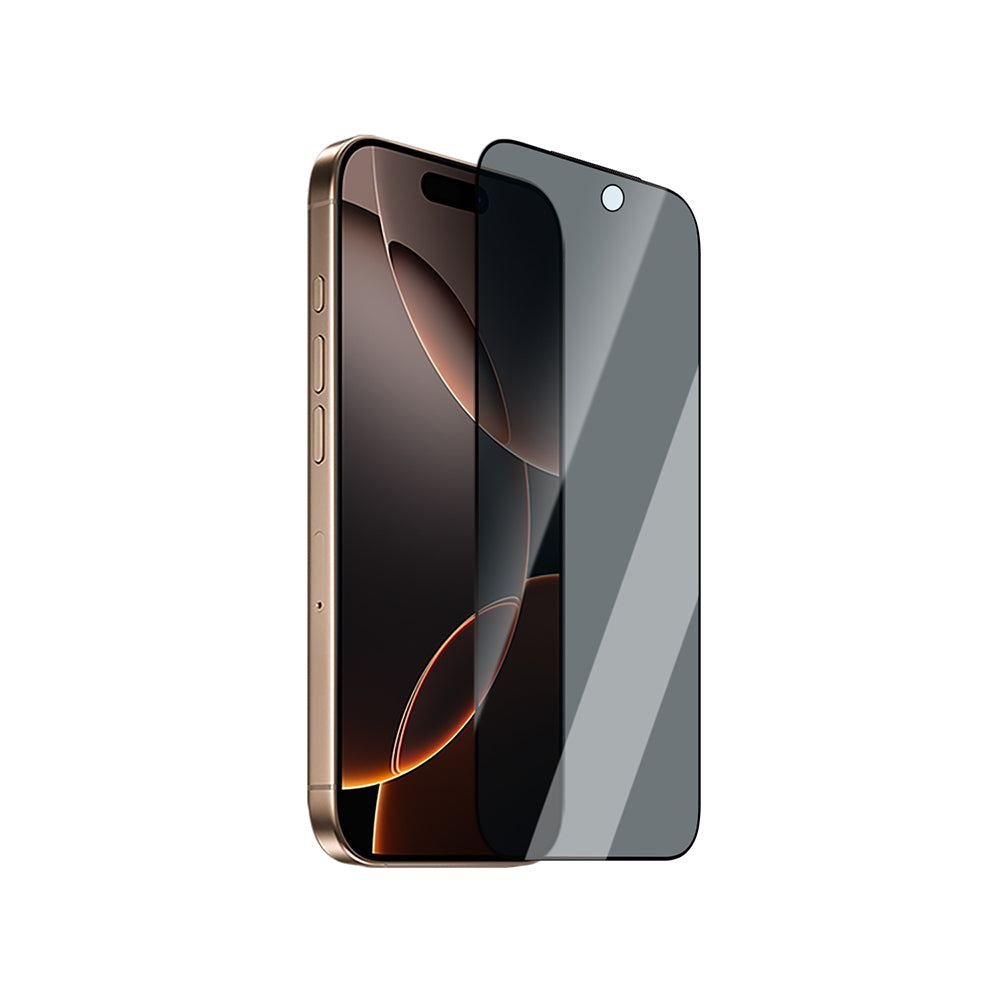 Apple iPhone 17 Pro CaseWorld Applicator Serisi 2.5D Eyesafe Mavi Işık Teknolojili 0.33mm Privacy Temperli Cam Ekran Koruyucu + Uygulama Aparatı Siyah