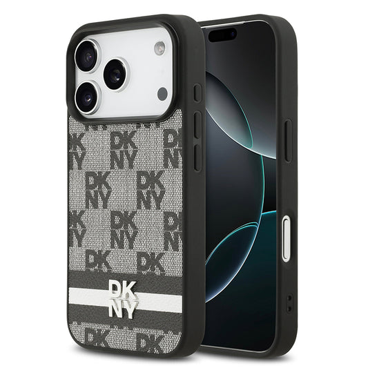 Apple iPhone 17 Pro Kılıf DKNY Orjinal Lisanslı M-safe Şarj Özellikli 3D Yazılı Metal Logolu Kapak