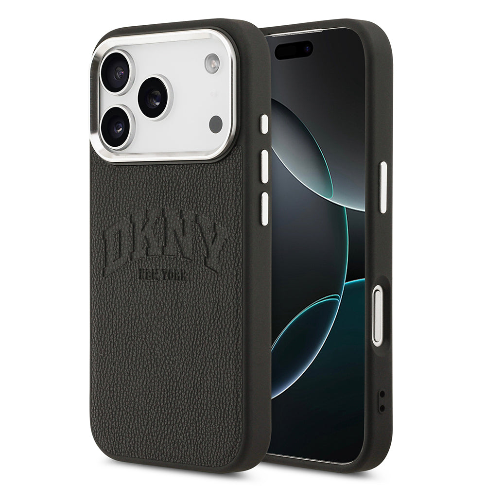 Apple iPhone 17 Pro Kılıf DKNY Orjinal Lisanslı M-safe Şarj Özellikli PU Deri Kabartmalı Kapak