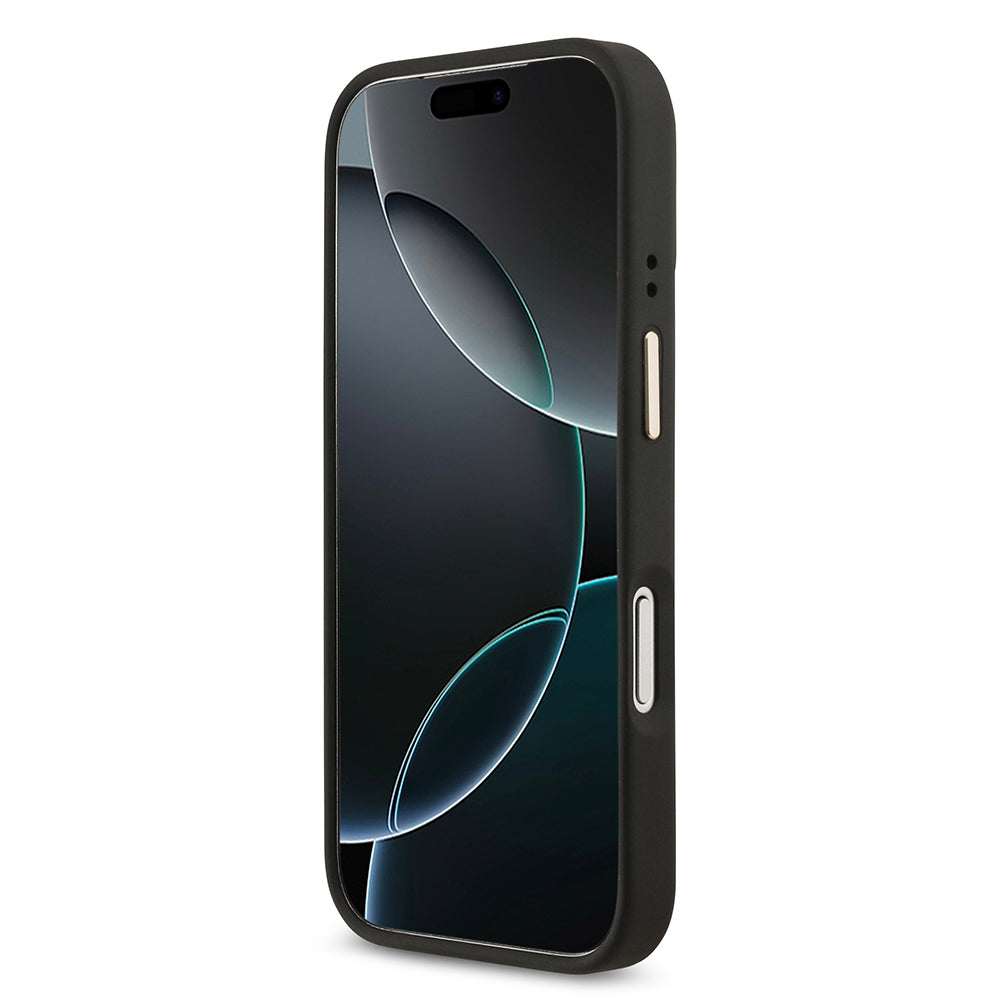 Apple iPhone 17 Pro Kılıf Guess Orjinal Lisanslı M-safe Şarj Özellikli Gold Metal Kamera Çerçeveli Taşlı 4G Logolu Kapak Kahverengi