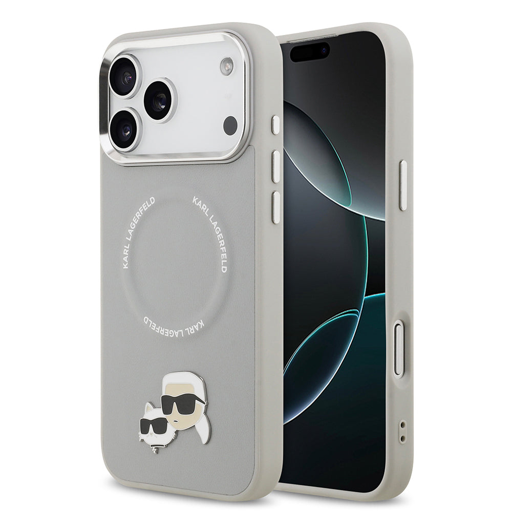 Apple iPhone 17 Pro Kılıf Karl Lagerfeld Orjinal Lisanslı M-safe Şarj Özellikli Metal Kamera ve Buton Tasarımlı K&C PU Deri Kapak