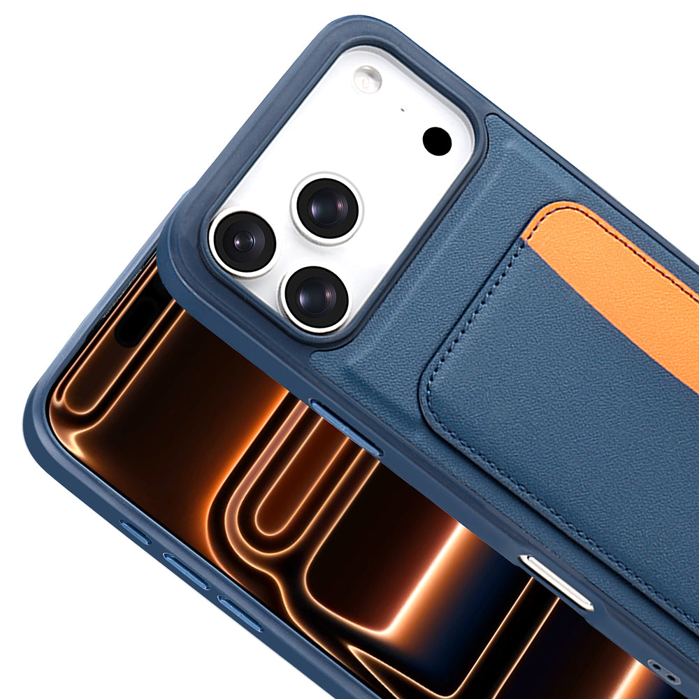 Apple iPhone 17 Pro Kılıf Kartlıklı Zore X-Kart Silikon Kapak Turuncu