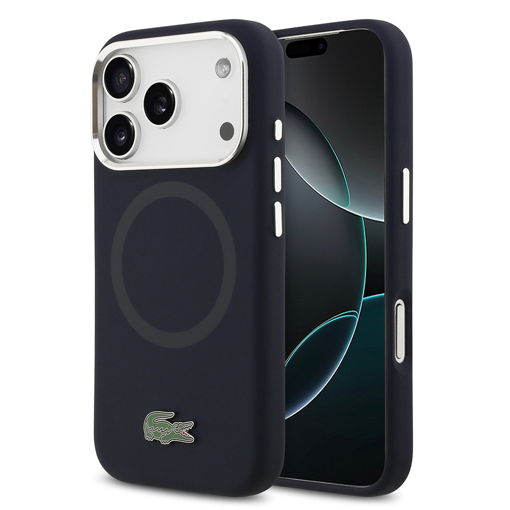 Apple iPhone 17 Pro Kılıf Lacoste Orjinal Lisanslı M-safe Şarj Özellikli İkonik Logolu Metal Kamera Çerçeveli Silikon Kapak