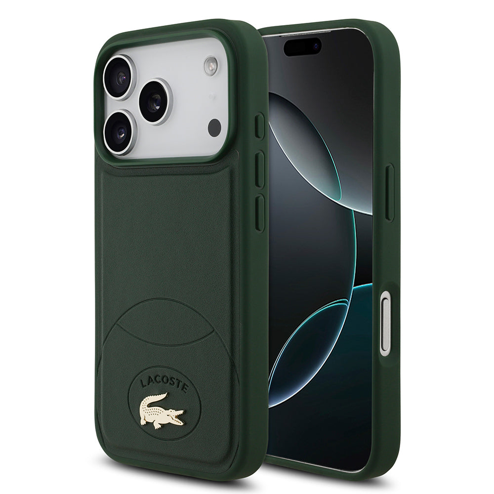 Apple iPhone 17 Pro Kılıf Lacoste Orjinal Lisanslı M-safe Şarj Özellikli PU Deri Tasarımlı Metal Logolu Kapak