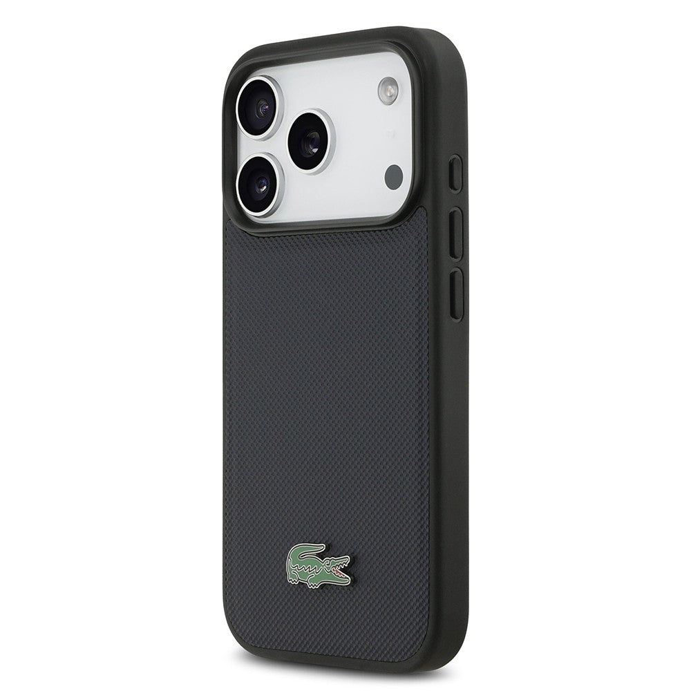 Apple iPhone 17 Pro Kılıf Lacoste Orjinal Lisanslı M-safe Şarj Özellikli PU Pike Desenli Metal Logolu Kapak