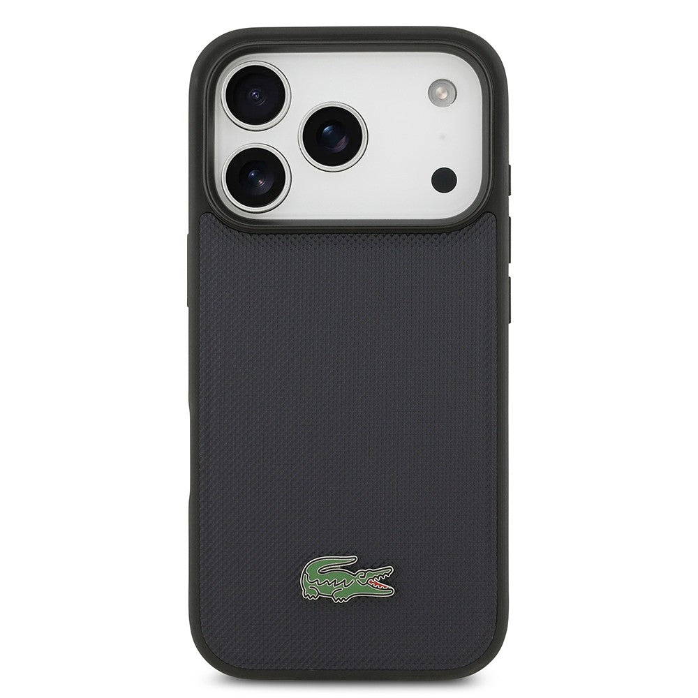 Apple iPhone 17 Pro Kılıf Lacoste Orjinal Lisanslı M-safe Şarj Özellikli PU Pike Desenli Metal Logolu Kapak