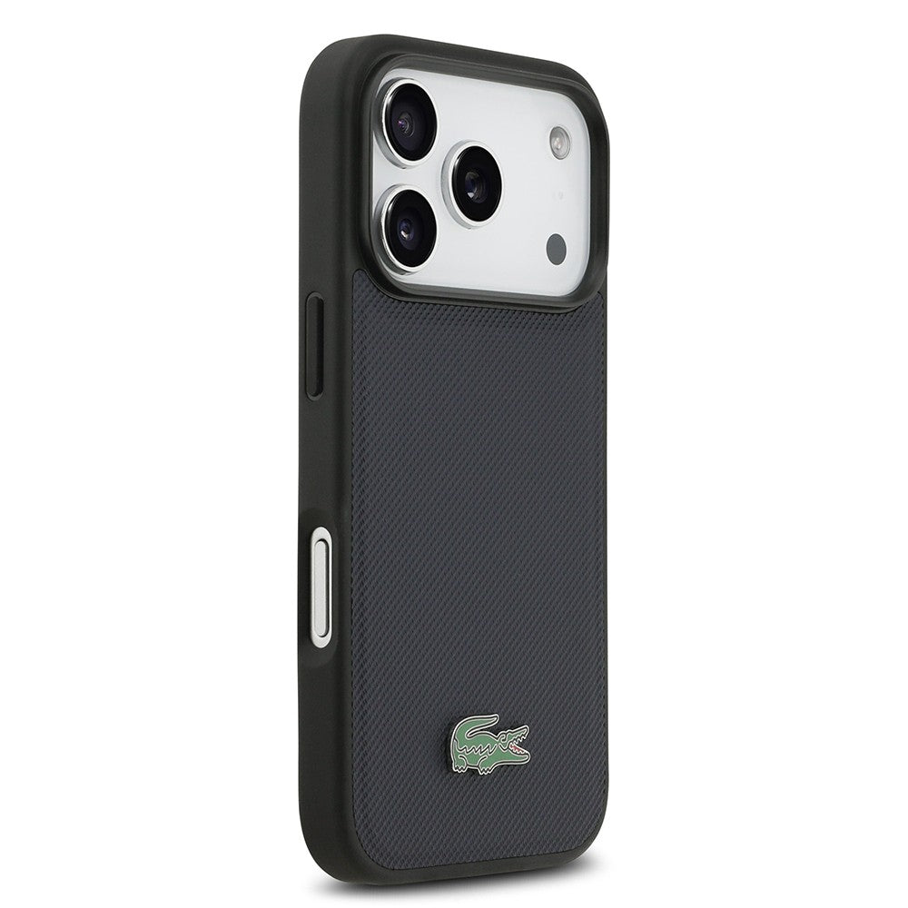 Apple iPhone 17 Pro Kılıf Lacoste Orjinal Lisanslı M-safe Şarj Özellikli PU Pike Desenli Metal Logolu Kapak