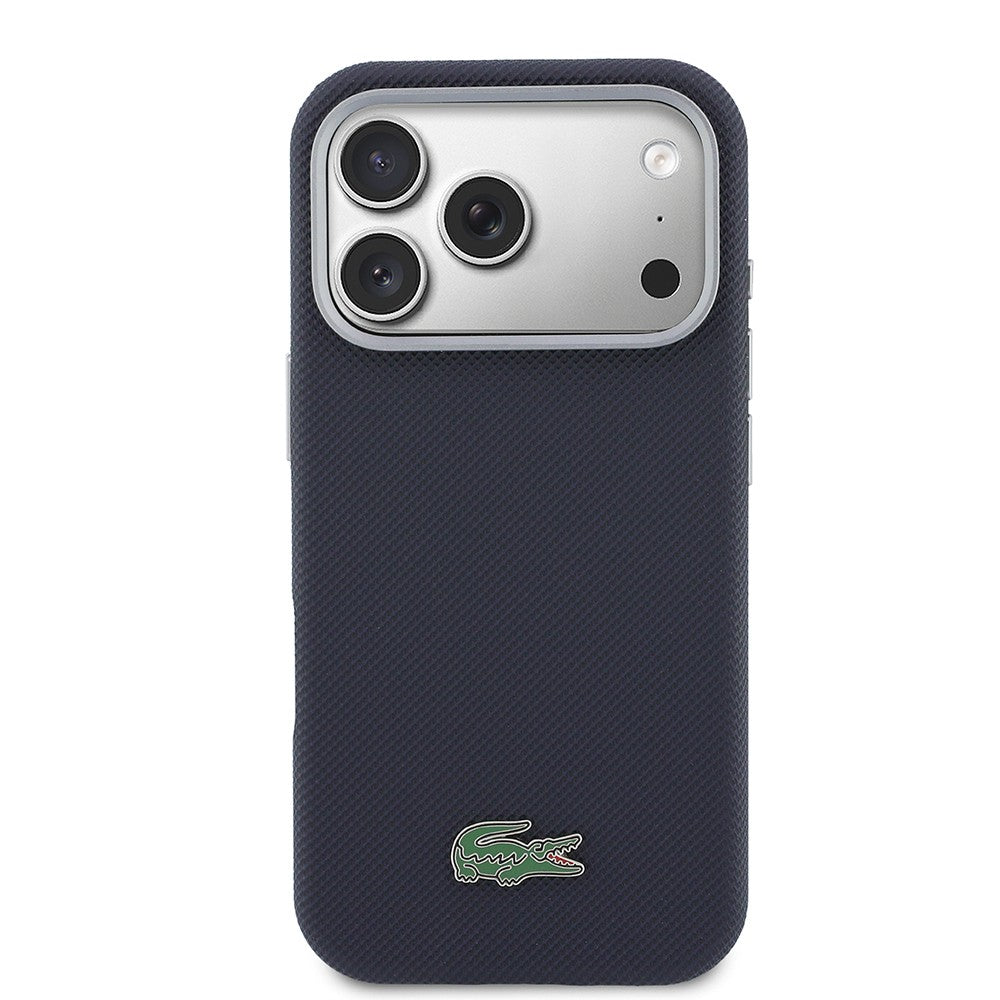 Apple iPhone 17 Pro Kılıf Lacoste Orjinal Lisanslı M-Safe Şarj Özellikli PVC Yarı Pike Desenli Arka Yüzey İkonik Timsah Dokuma Logolu Kapak