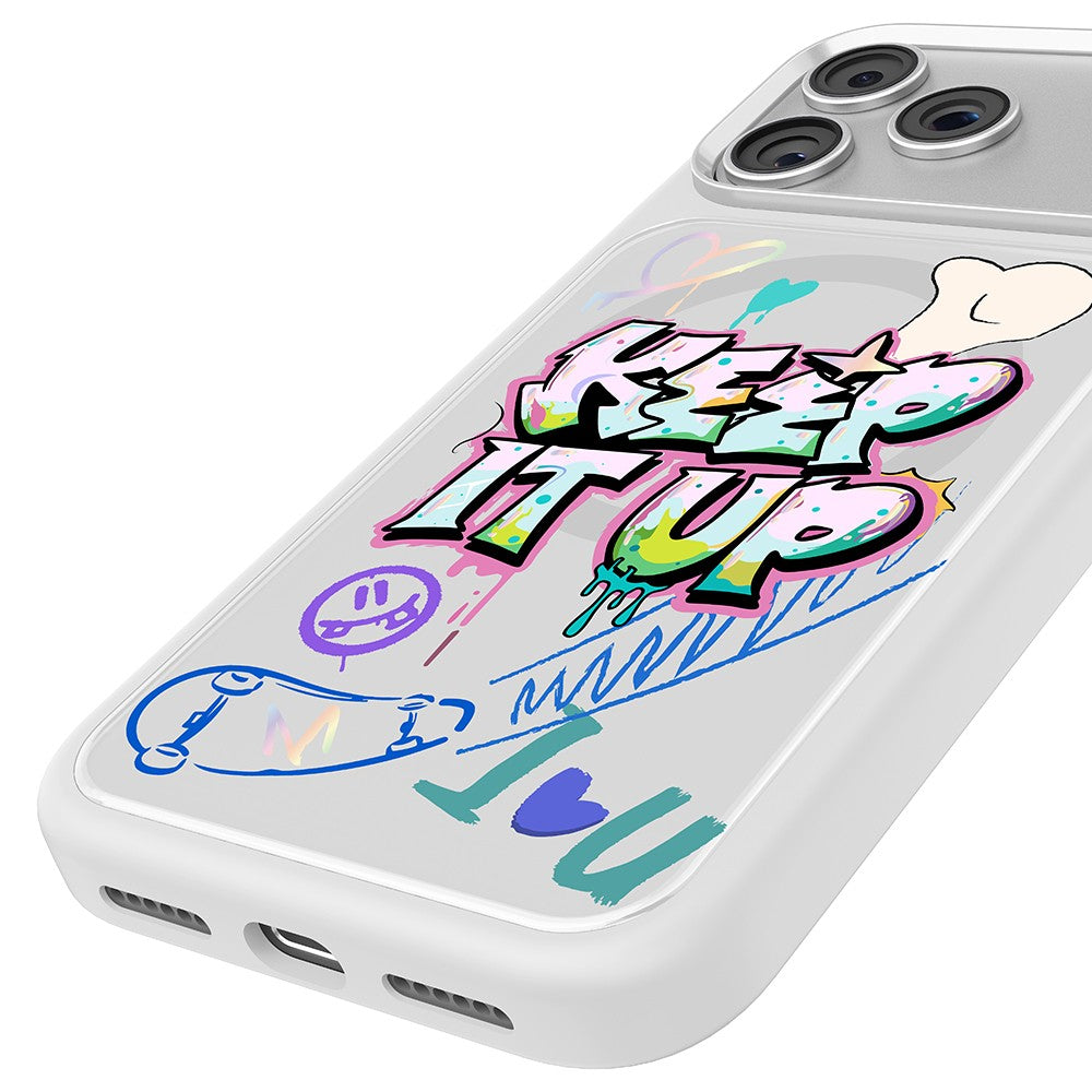 Apple iPhone 17 Pro Kılıf M-safe Şarj Özellikli 3D Baskılı Tasarım Mutural Graffiti Serisi Kapak