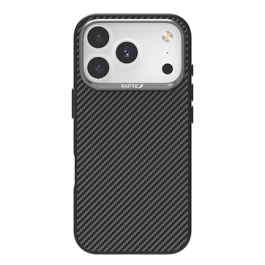 Apple iPhone 17 Pro Kılıf M-safe Şarj Özellikli 600D Metal Kamera Çerçeveli Raptic Aramid Fiber Serisi Kapak Siyah