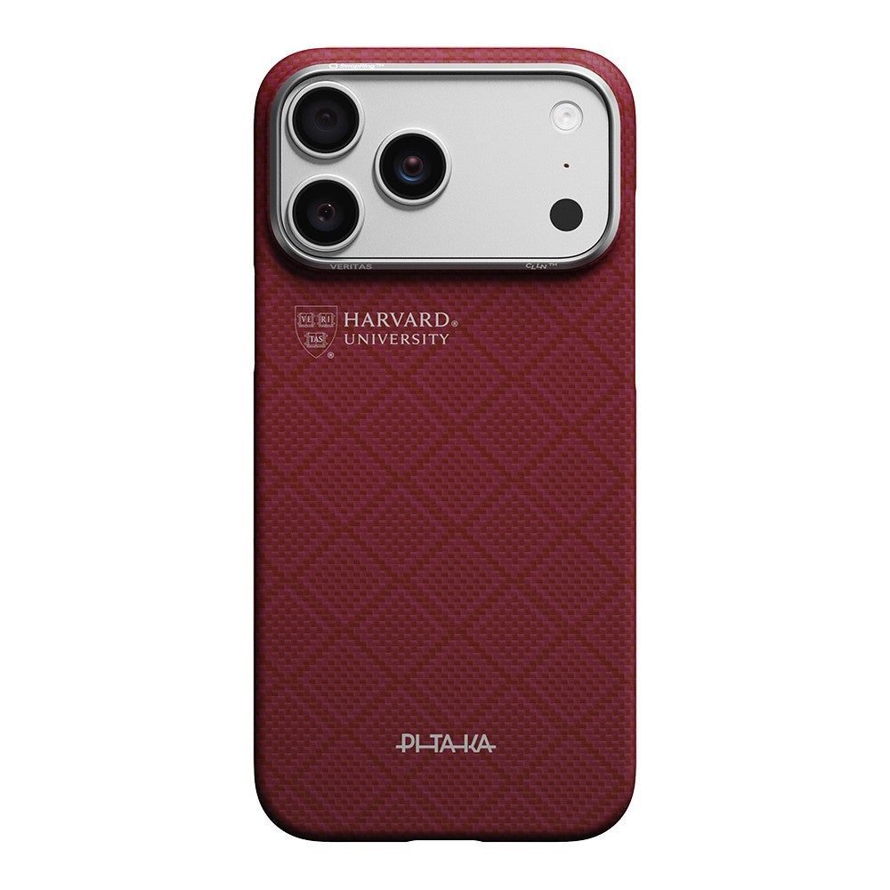 Apple iPhone 17 Pro Kılıf M-safe Şarj Özellikli Aramid Karbon Fiber Pitaka Harvard University Serisi Kapak