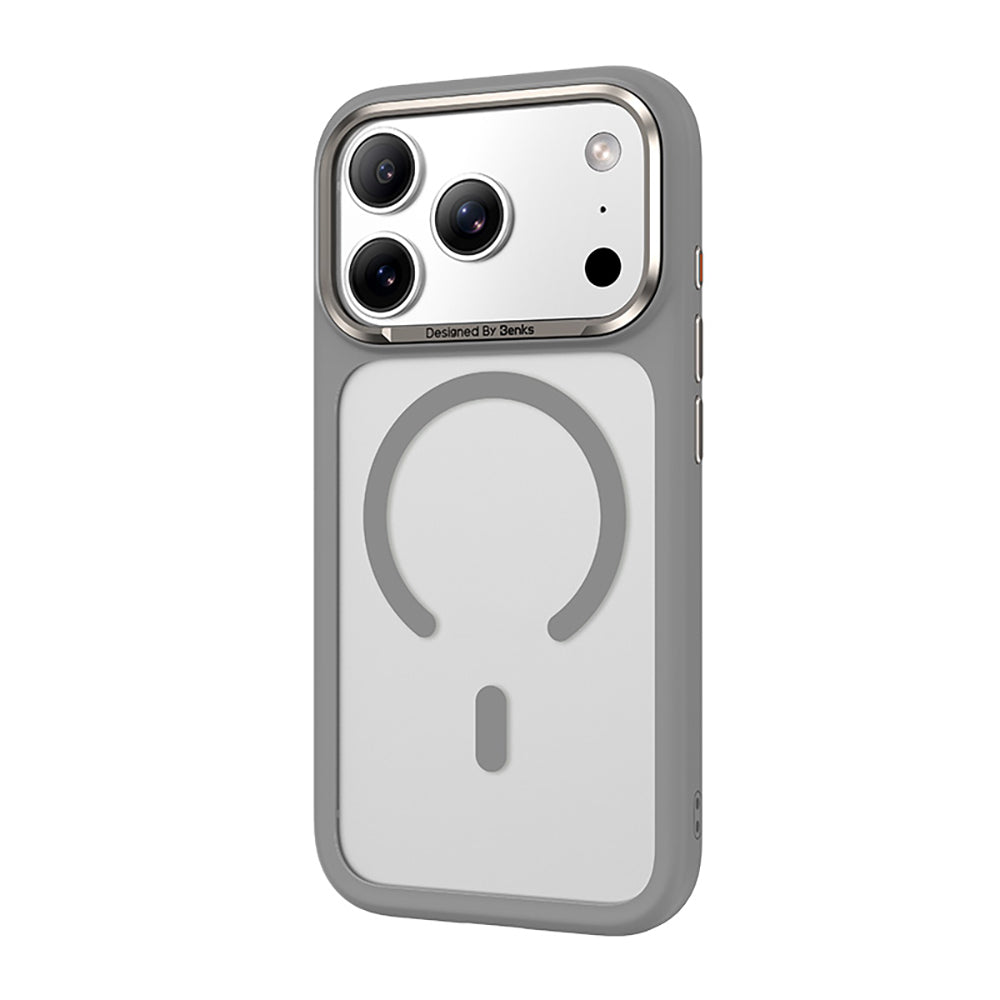 Apple iPhone 17 Pro Kılıf M-Safe Şarj Özellikli Benks Mist C-Magnet Kapak Gri