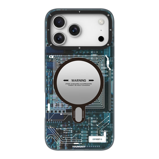 Apple iPhone 17 Pro Kılıf M-safe Şarj Özellikli Kamera Denetim Butonlu Youngkit Technology Serisi Kapak Mavi