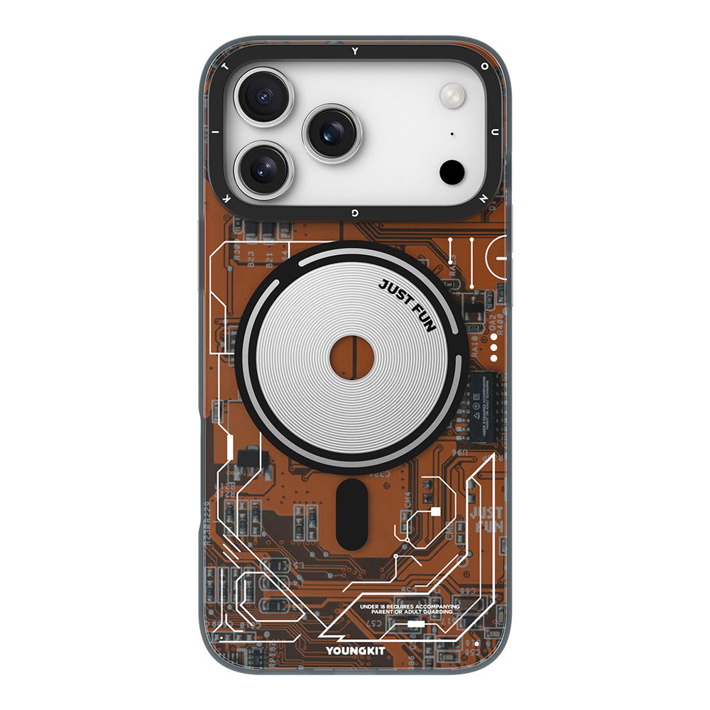 Apple iPhone 17 Pro Kılıf M-safe Şarj Özellikli Kamera Denetim Butonlu Youngkit Technology Serisi Kapak Turuncu